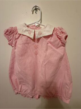 Pink Baby One-Piece Romper with White Collar